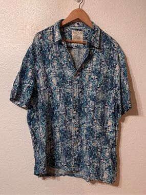 Tasso Elba Silk Linen Blend Casual Button Down Shirt XL